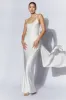 Kailey Low Back Maxi Dress With Detachable Bow Train - White sold by Meshki