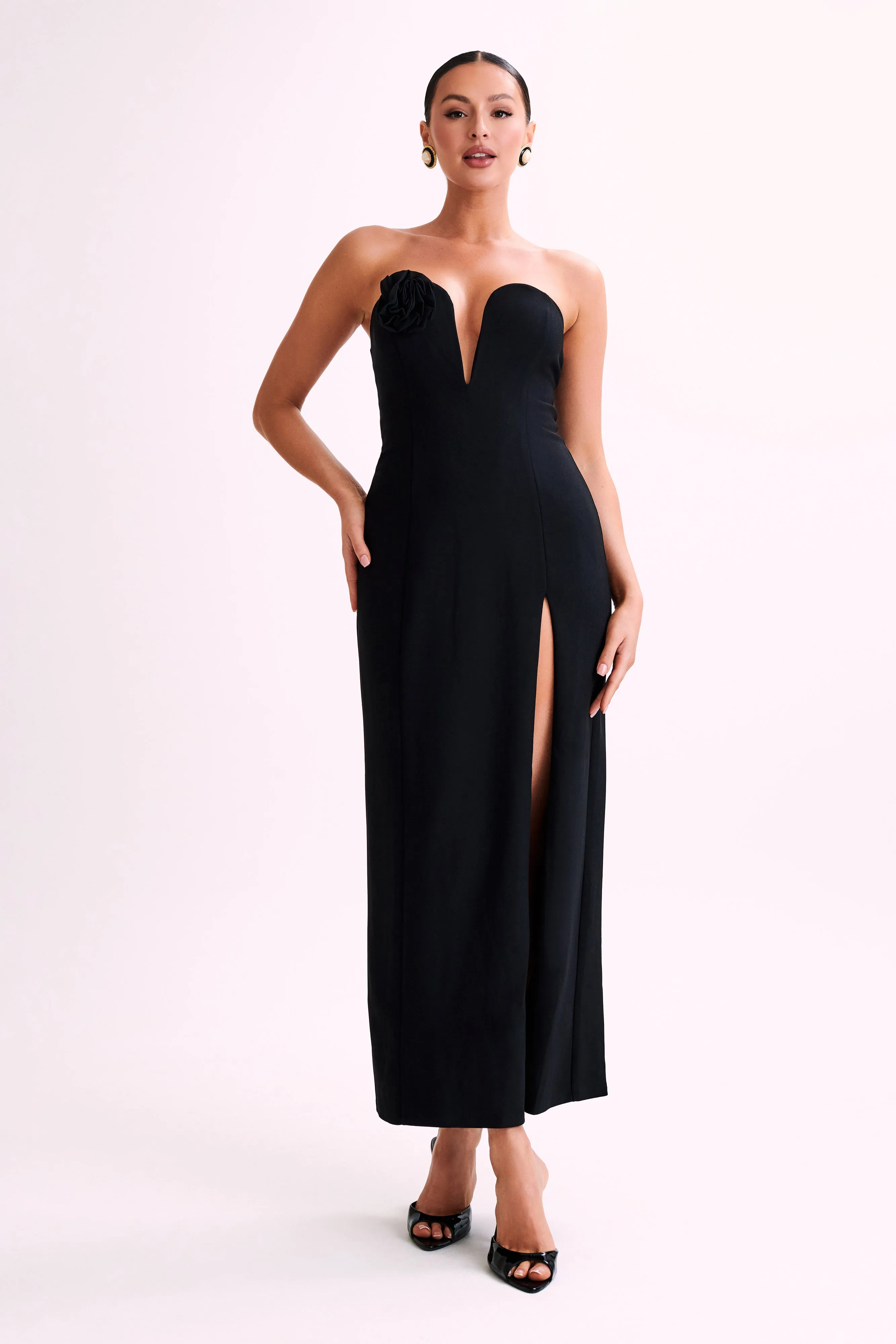 Haven Strapless Rose Maxi Dress - Black sold by Meshki product image thumbnail 5