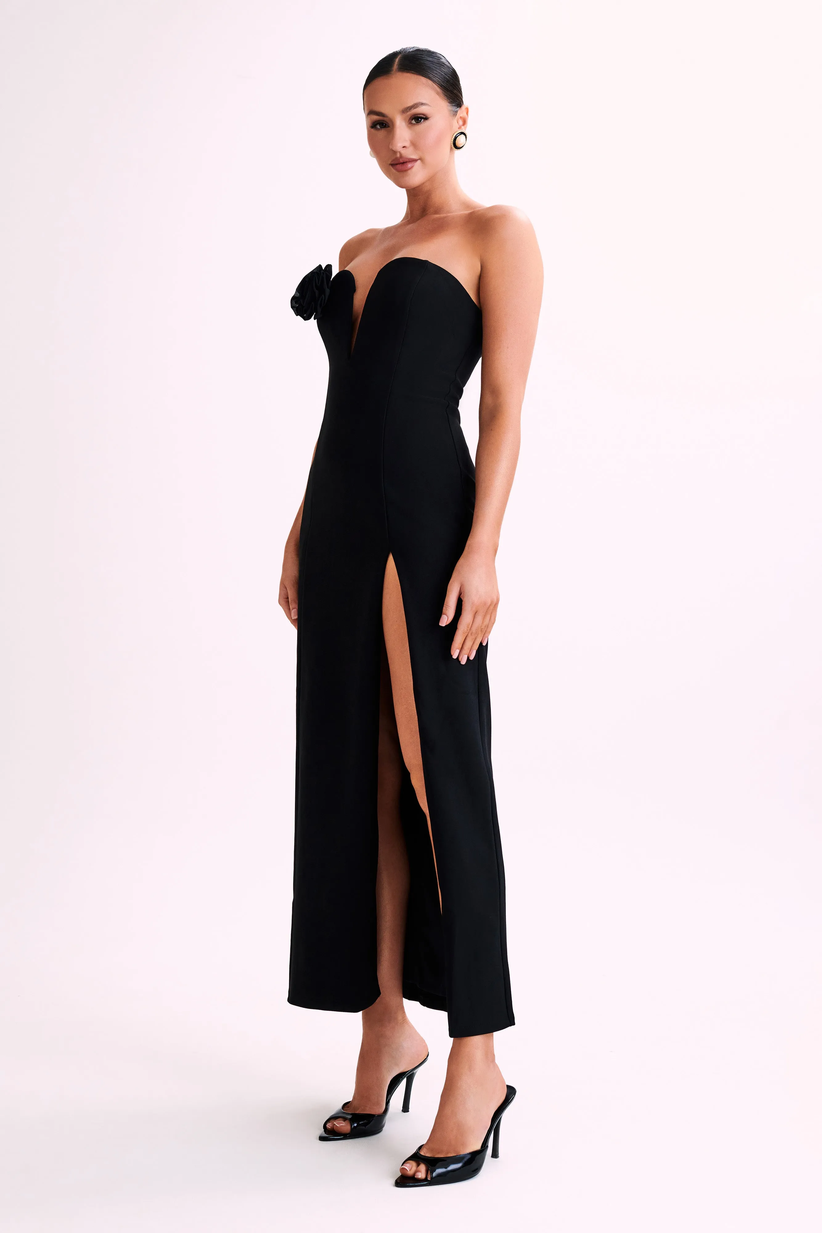 Haven Strapless Rose Maxi Dress - Black sold by Meshki product image thumbnail 2