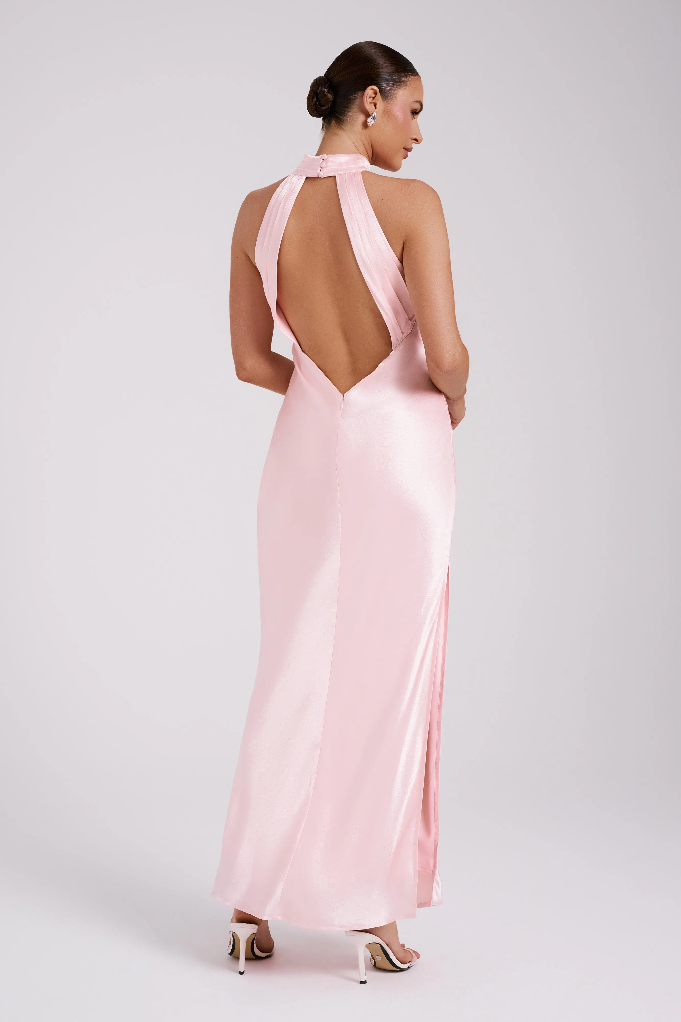 Claire Satin Drape Back Maxi Dress - Rosewater sold by Meshki product image thumbnail 4