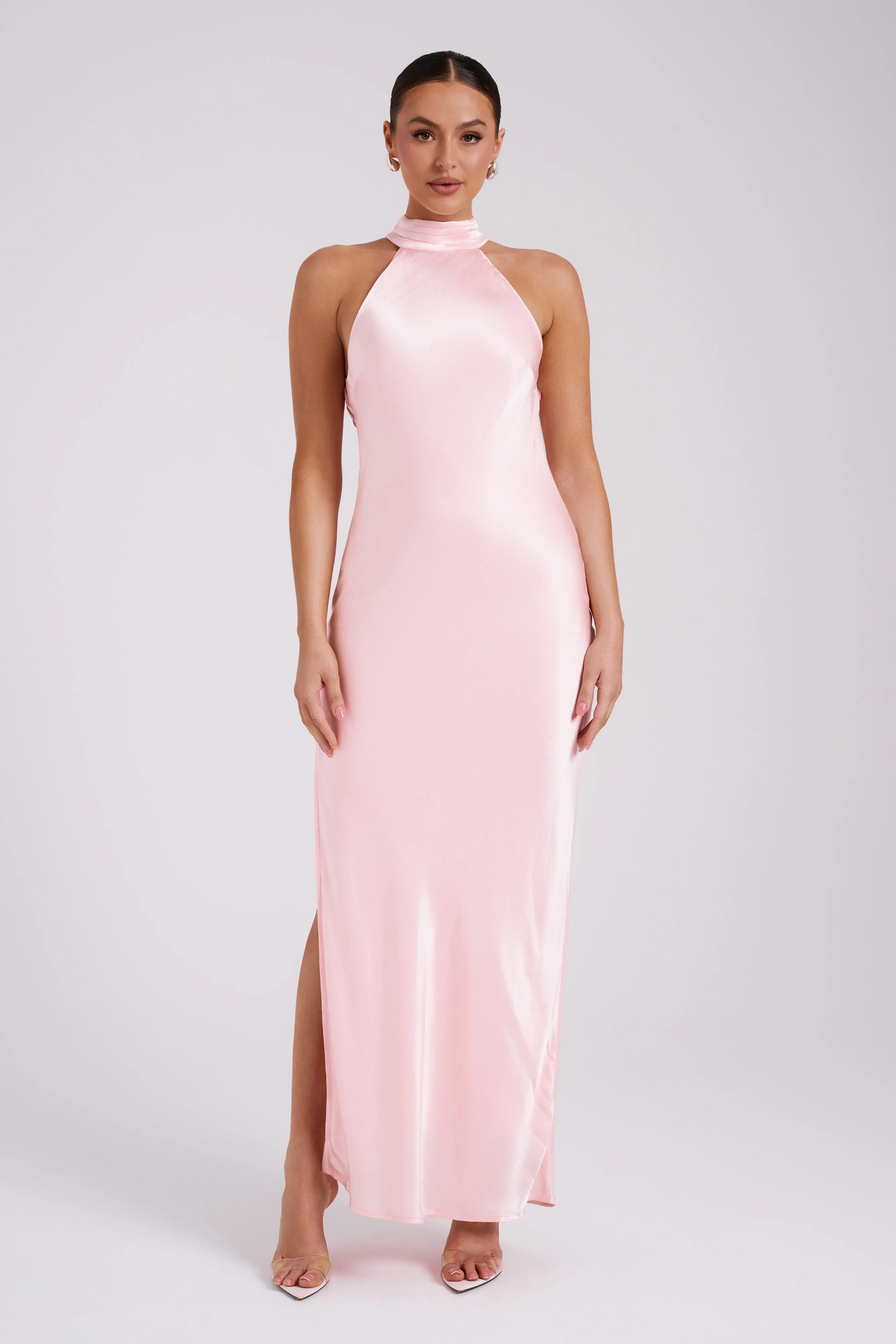 Claire Satin Drape Back Maxi Dress - Rosewater sold by Meshki product image thumbnail 2