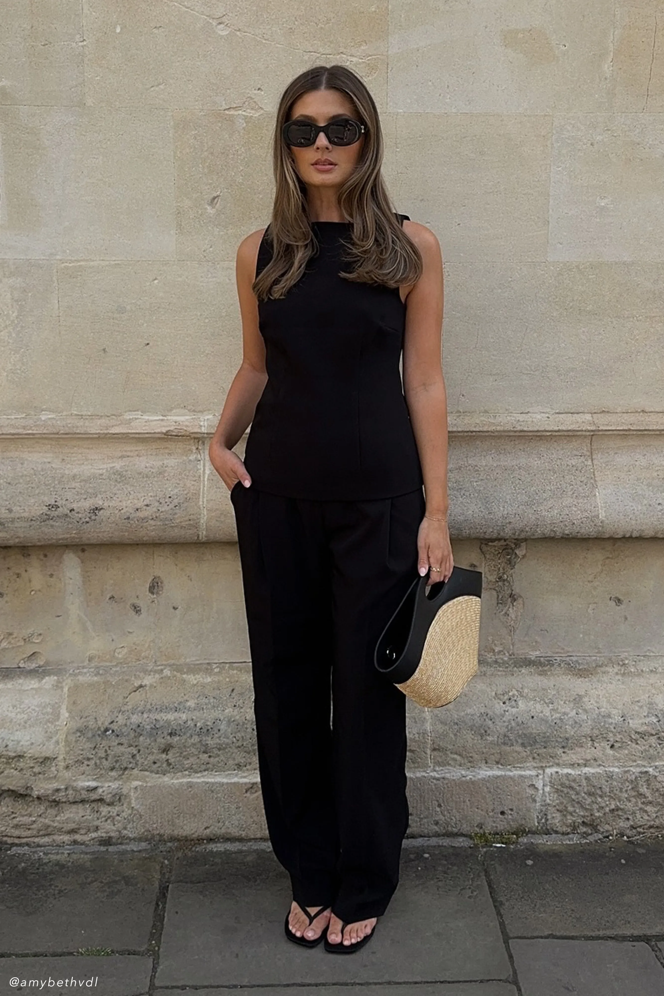 Amelie Suiting Straight Leg Pants - Black sold by Meshki