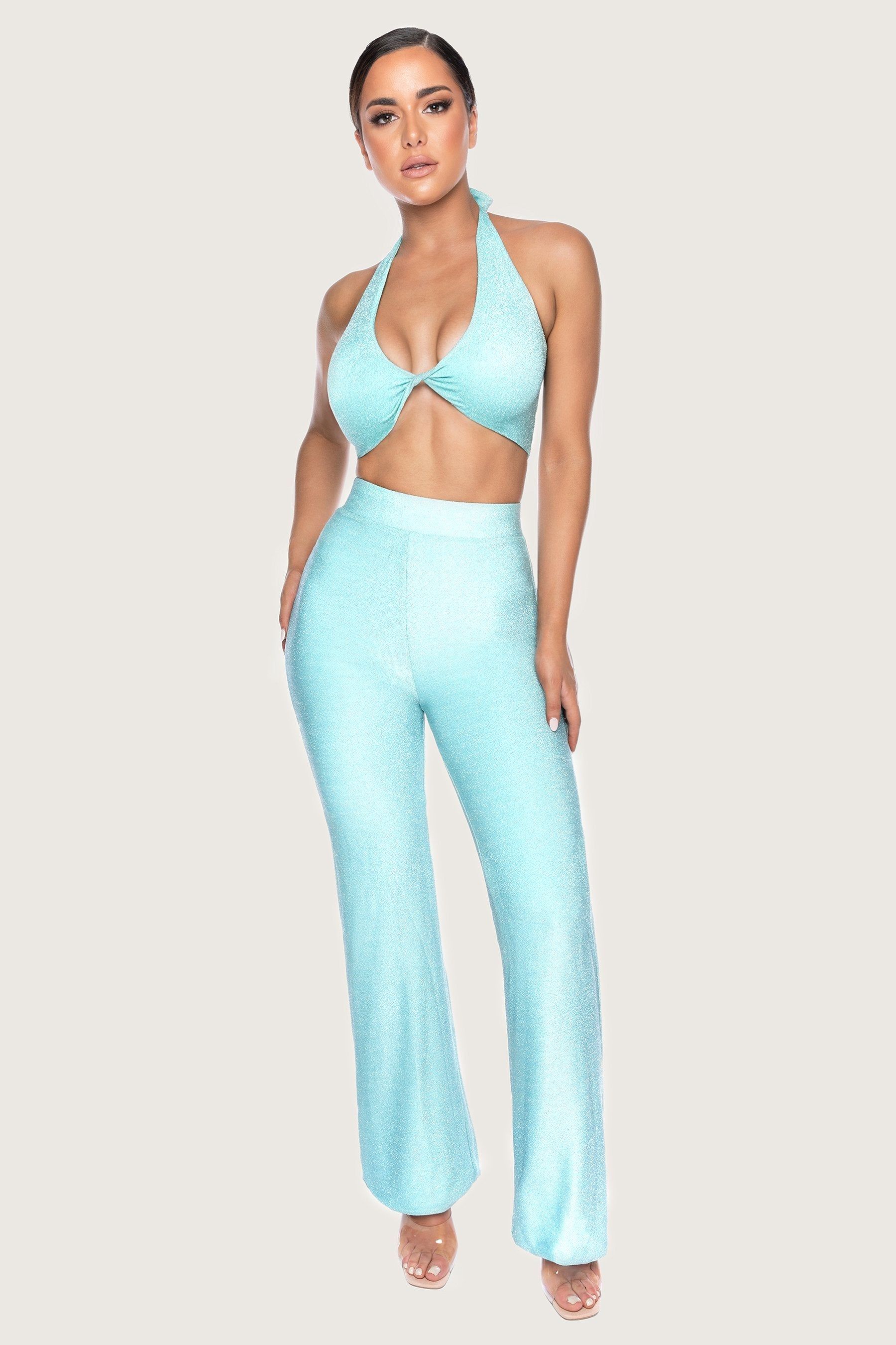 Geneva Knot Front Crop Top - Turquoise sold by Meshki product image thumbnail 5