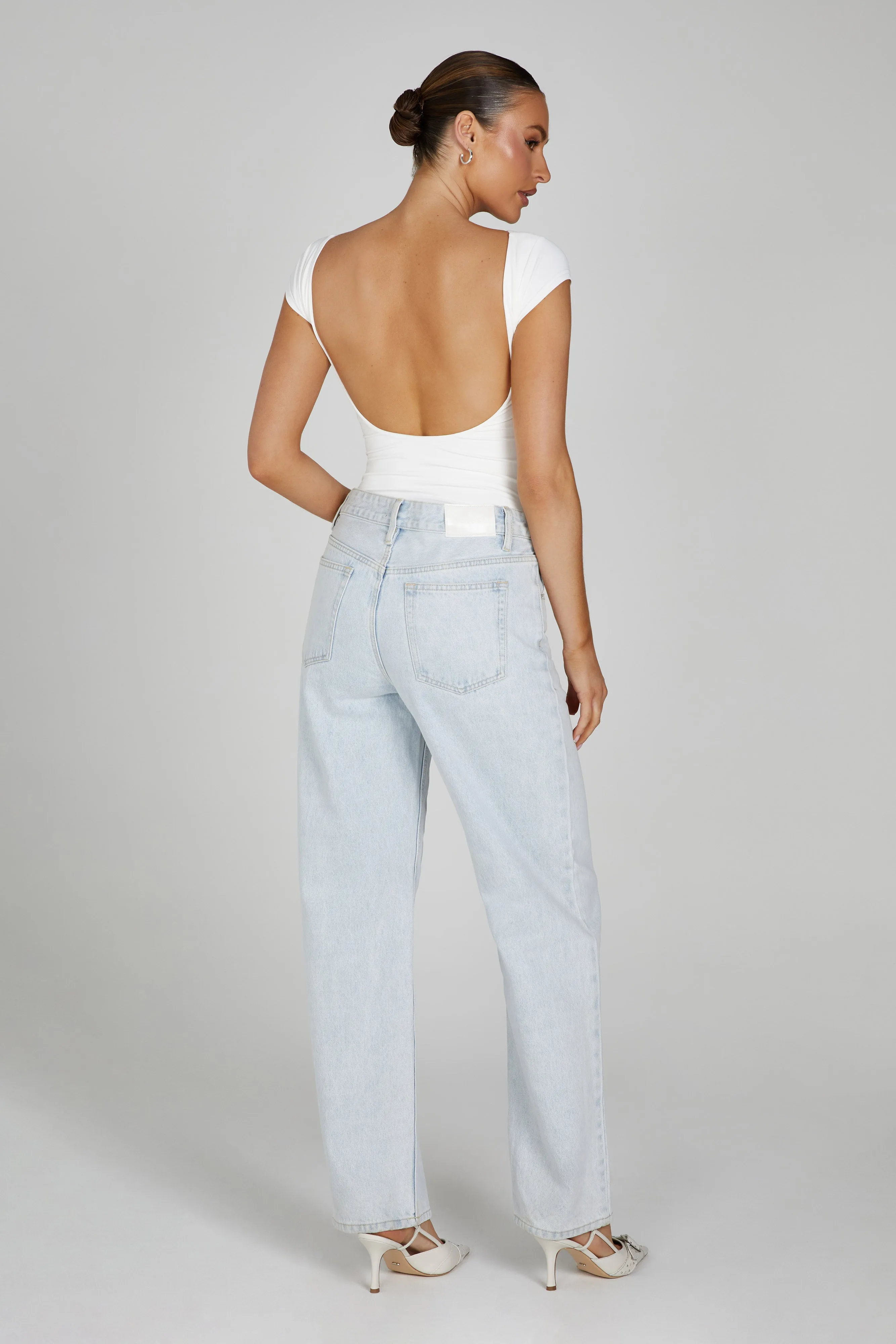 Reyna Recycled Nylon Longline Top - White sold by Meshki product image thumbnail 5