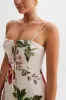 Luciana Satin Midi Dress - Bella Rosa Print sold by Meshki