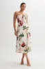 Luciana Satin Midi Dress - Bella Rosa Print sold by Meshki