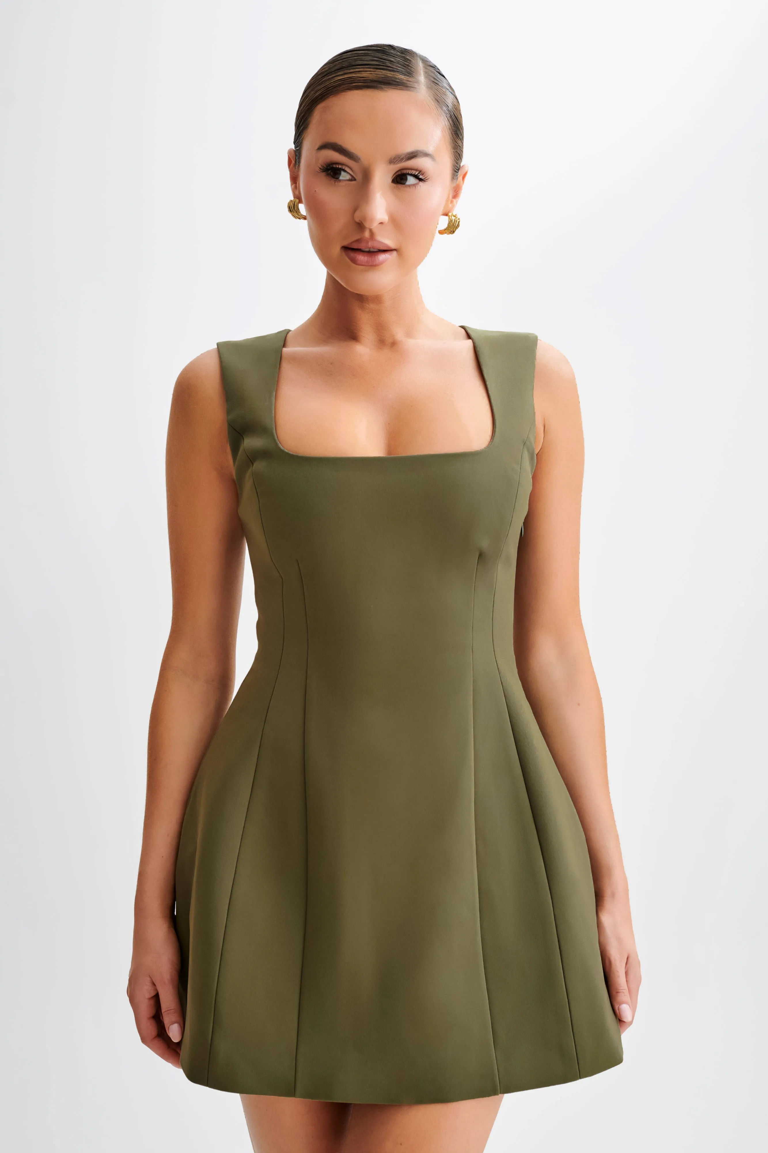 Lysandre Crepe Mini Dress - Military Olive sold by Meshki product image thumbnail 3