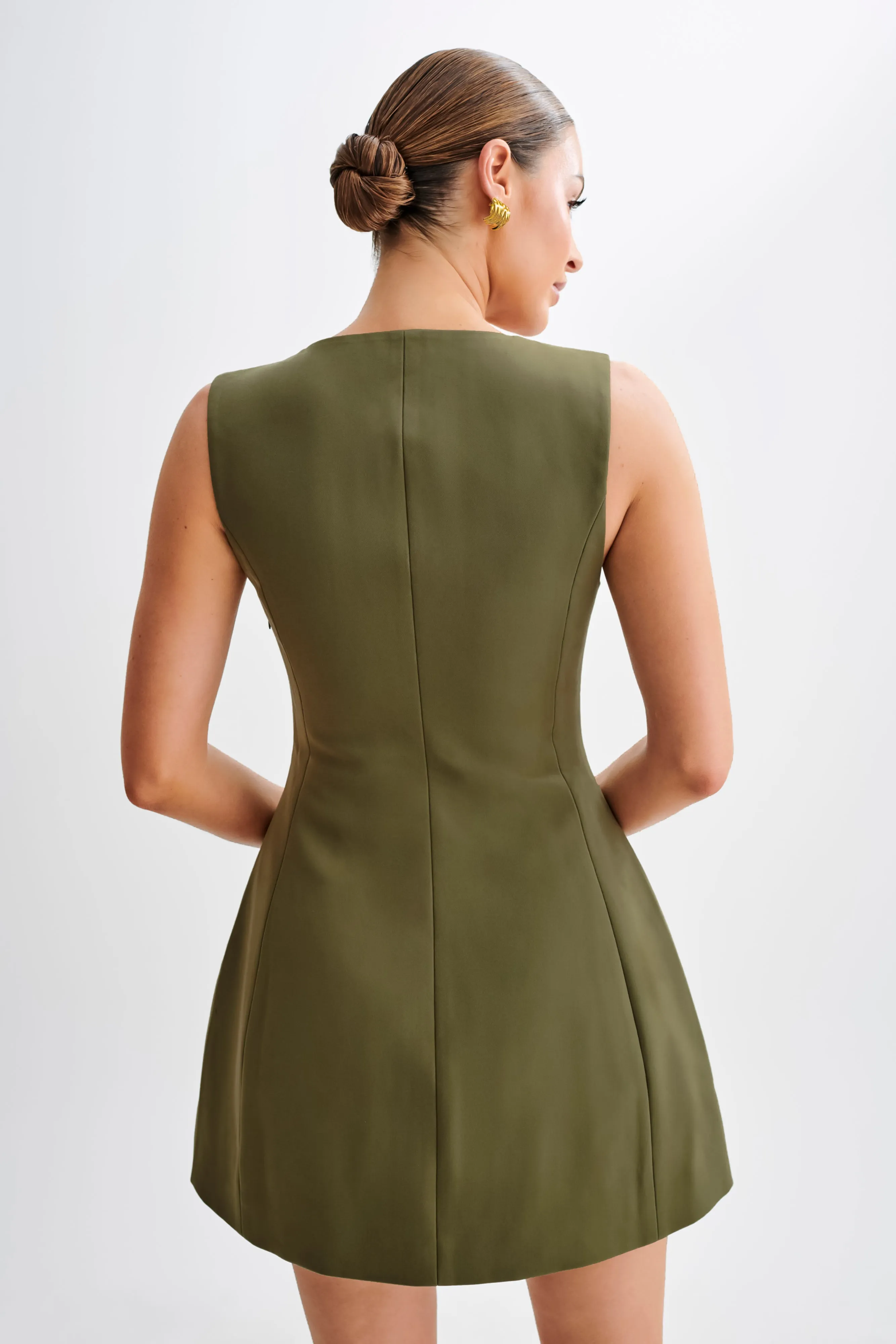 Lysandre Crepe Mini Dress - Military Olive sold by Meshki product image thumbnail 4