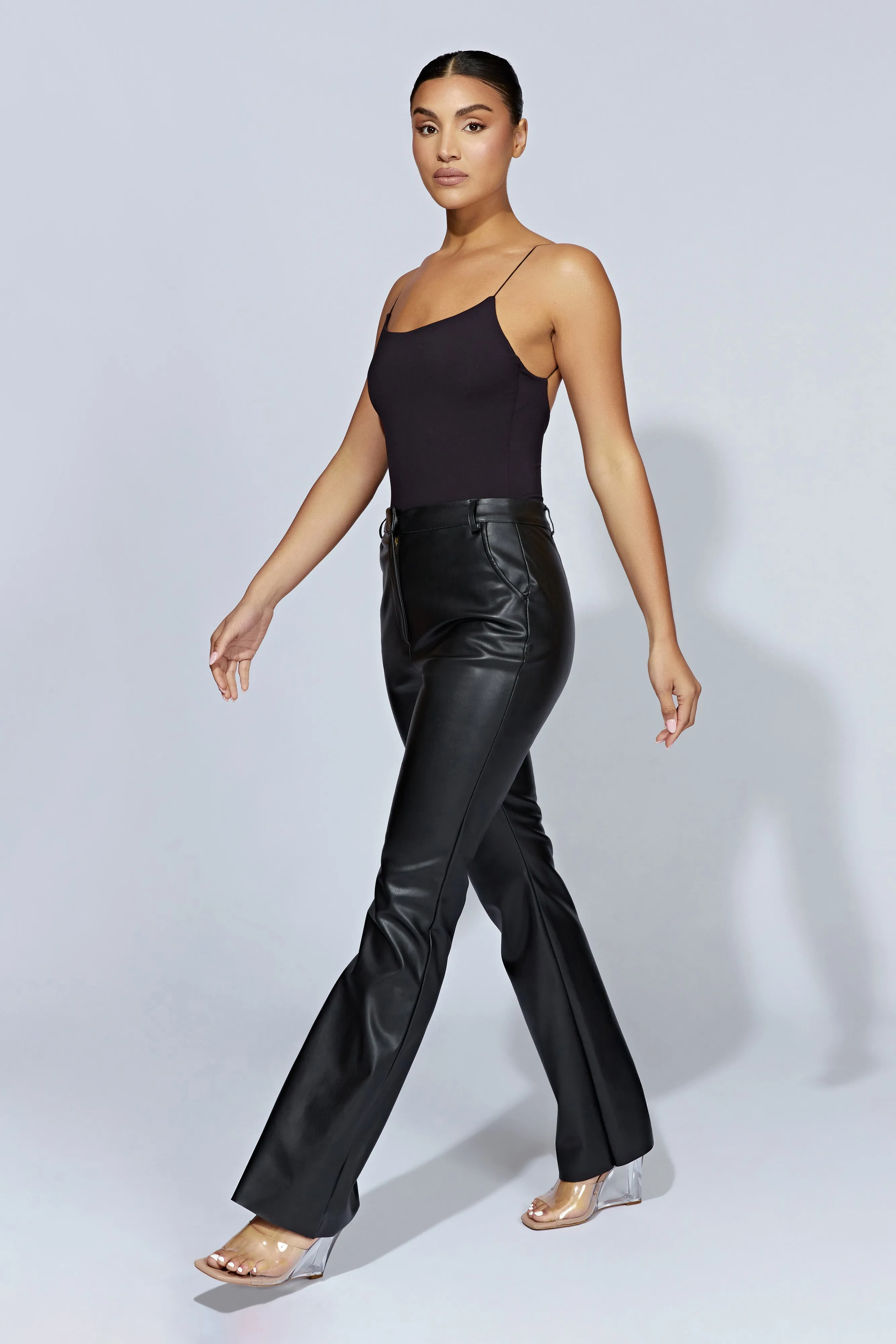 Valeria Low Back Thin Strap Bodysuit - Black sold by Meshki product image thumbnail 5