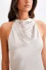 Allison Satin Halter Mini Dress - Bronze sold by Meshki