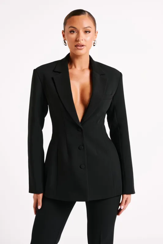 Greer Hourglass Suiting Blazer - Black sold by Meshki