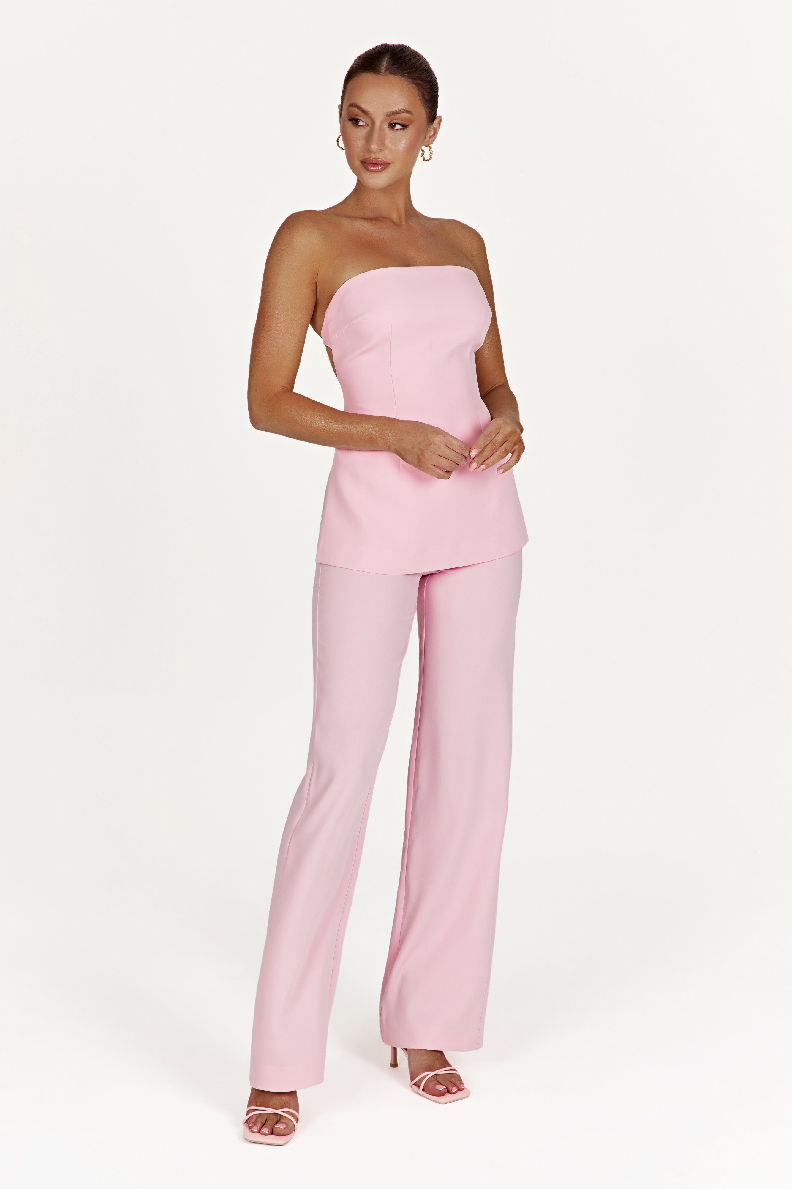 Astrid Strapless Back Tie Top - Blush Pink sold by Meshki product image thumbnail 5