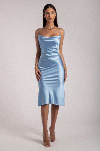 Tabitha Cowl Neck Midi Dress - Heritage Blue sold by Meshki
