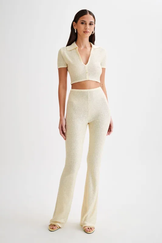Huntley Sequin Knit Pants - Lemon sold by Meshki