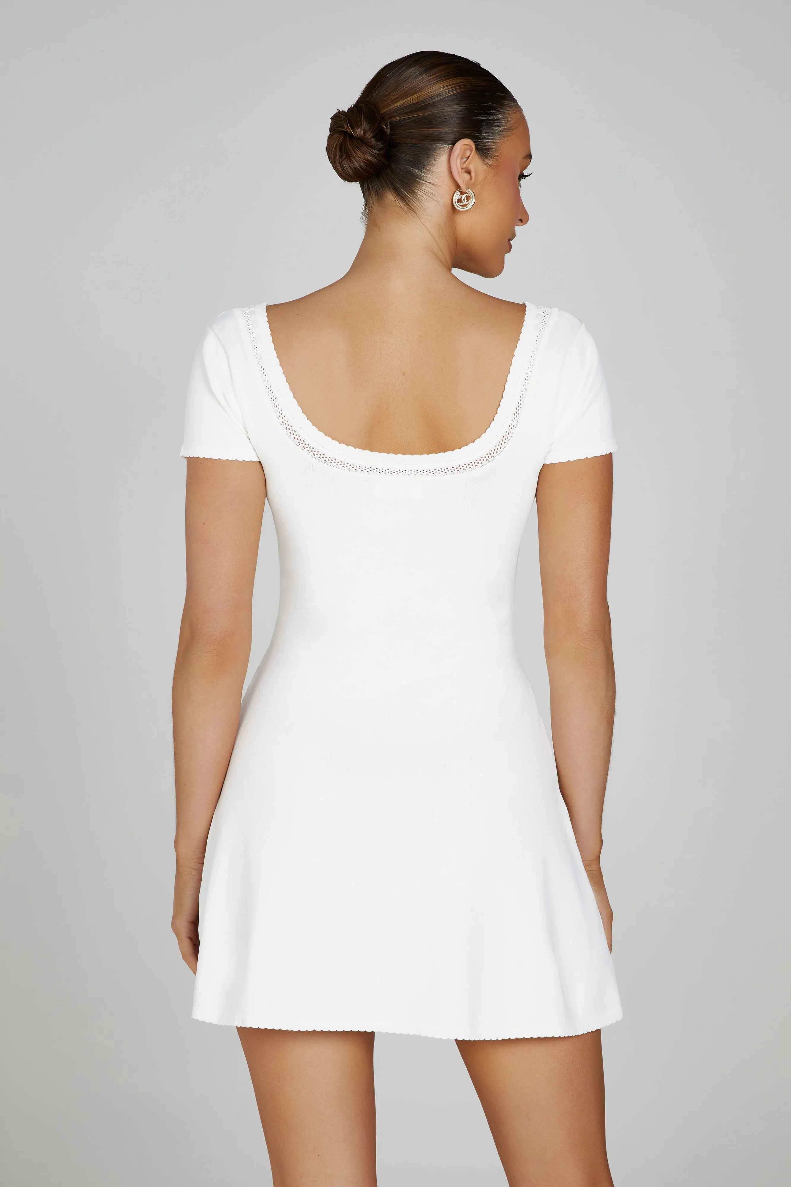 Georgia Pointelle Knit Mini Dress - White sold by Meshki product image thumbnail 3