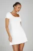 Georgia Pointelle Knit Mini Dress - White sold by Meshki