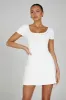 Georgia Pointelle Knit Mini Dress - White sold by Meshki