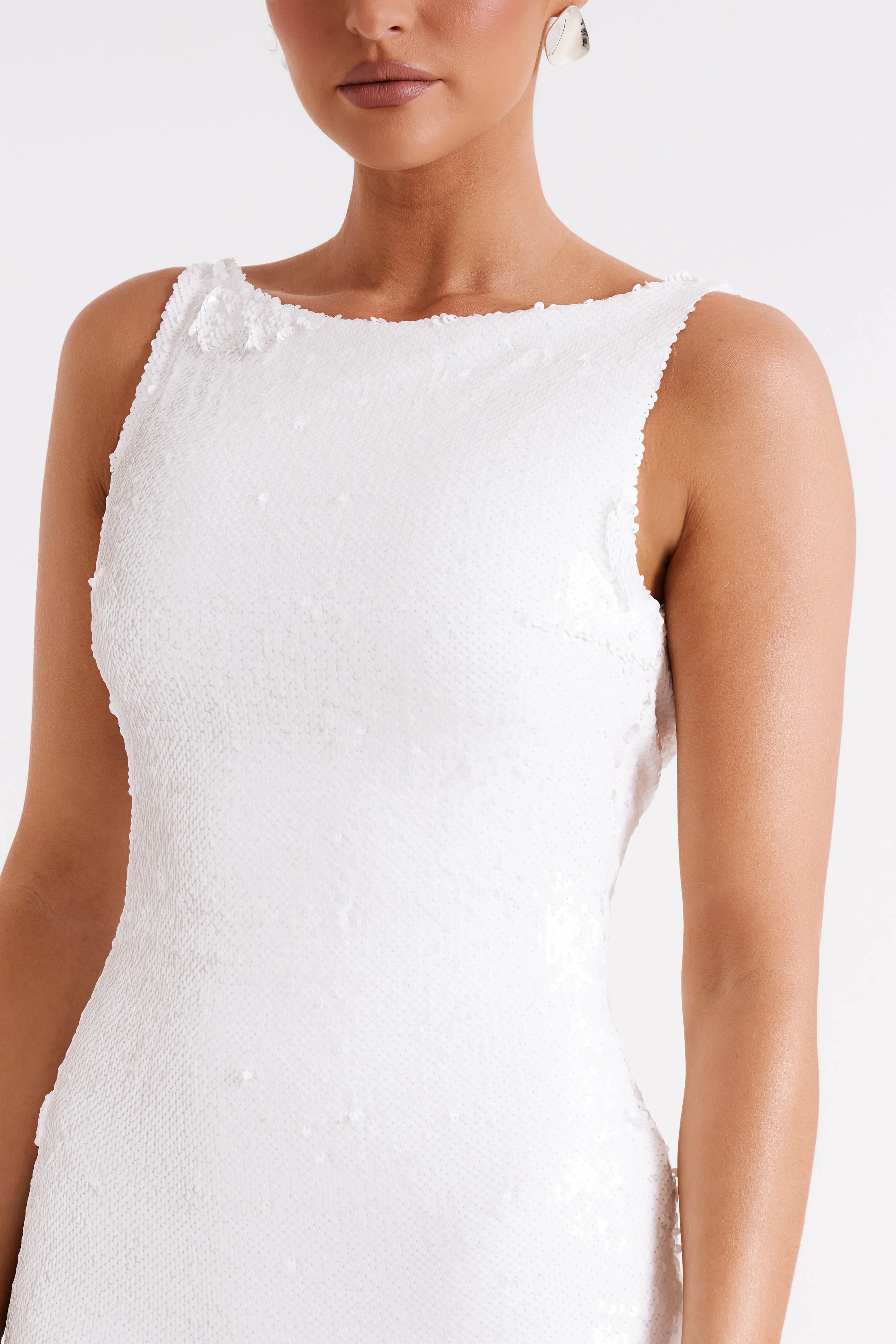 Ayla Sequin Mini Dress - White sold by Meshki product image thumbnail 5