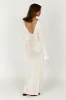 Kayleigh Crochet Fishtail Flare Sleeve Maxi Dress - White sold by Meshki
