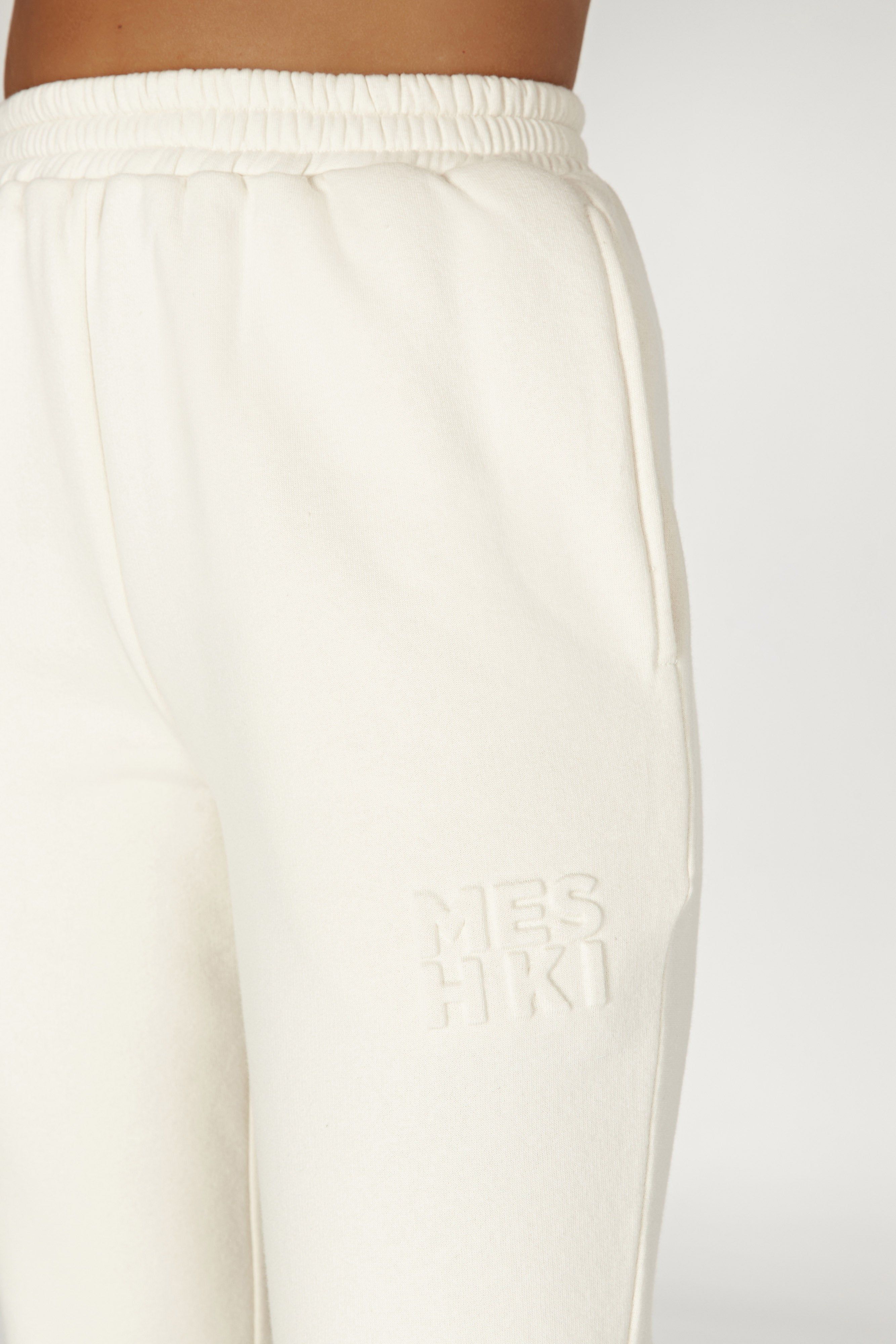 Emery Embossed Fleeceback Joggers - Bone sold by Meshki product image thumbnail 3
