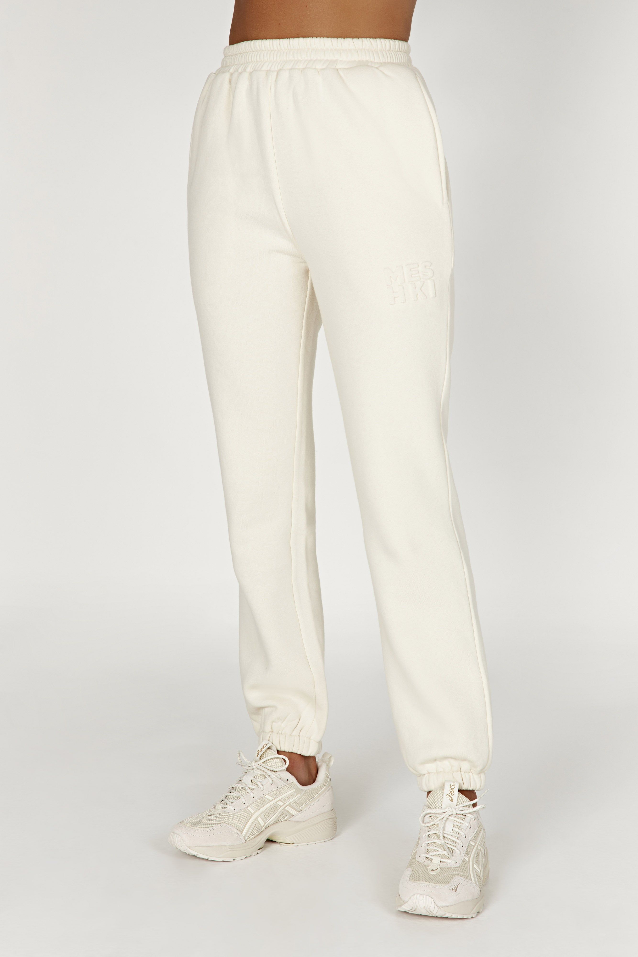 Emery Embossed Fleeceback Joggers - Bone sold by Meshki product image thumbnail 7