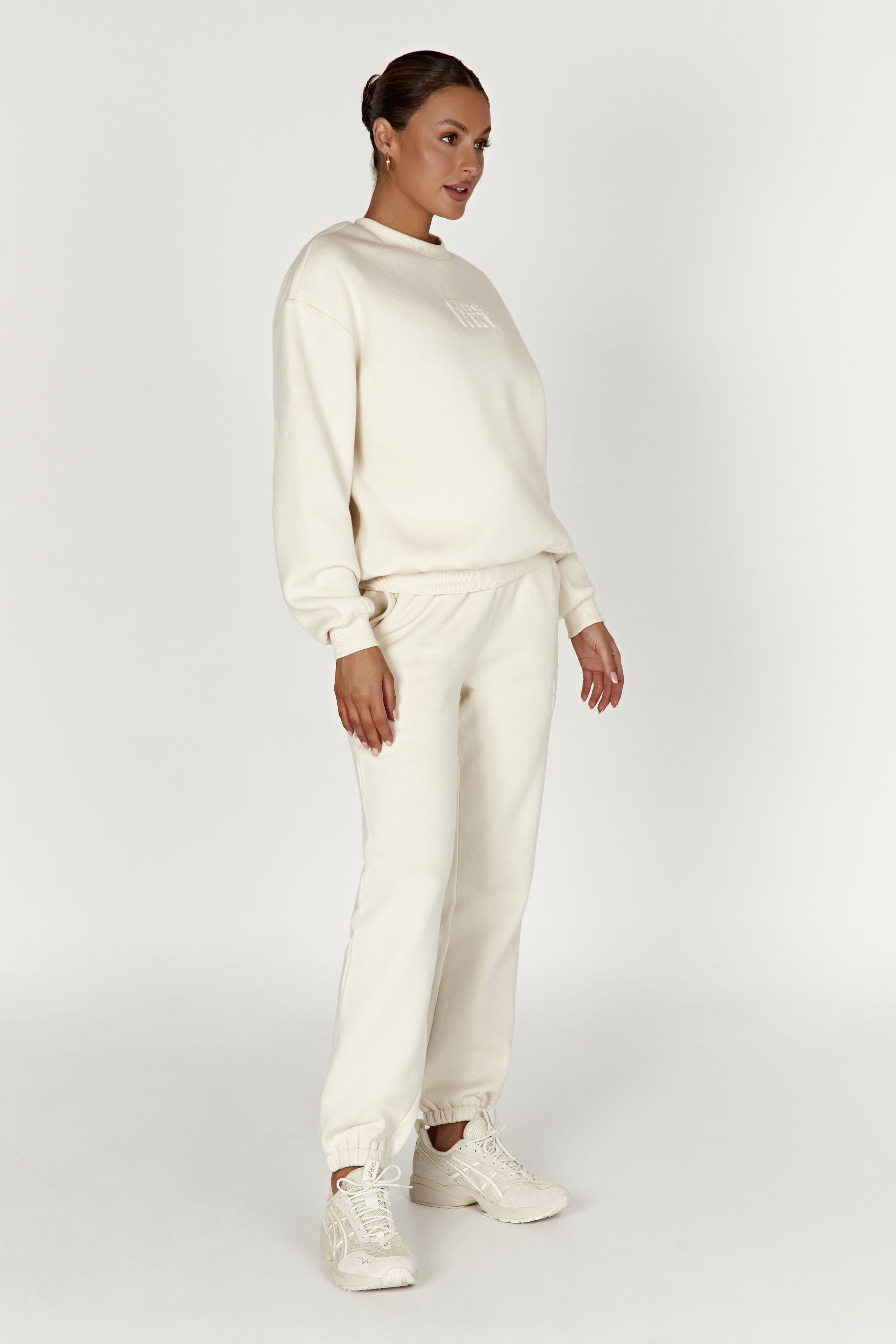 Emery Embossed Fleeceback Joggers - Bone sold by Meshki product image thumbnail 5