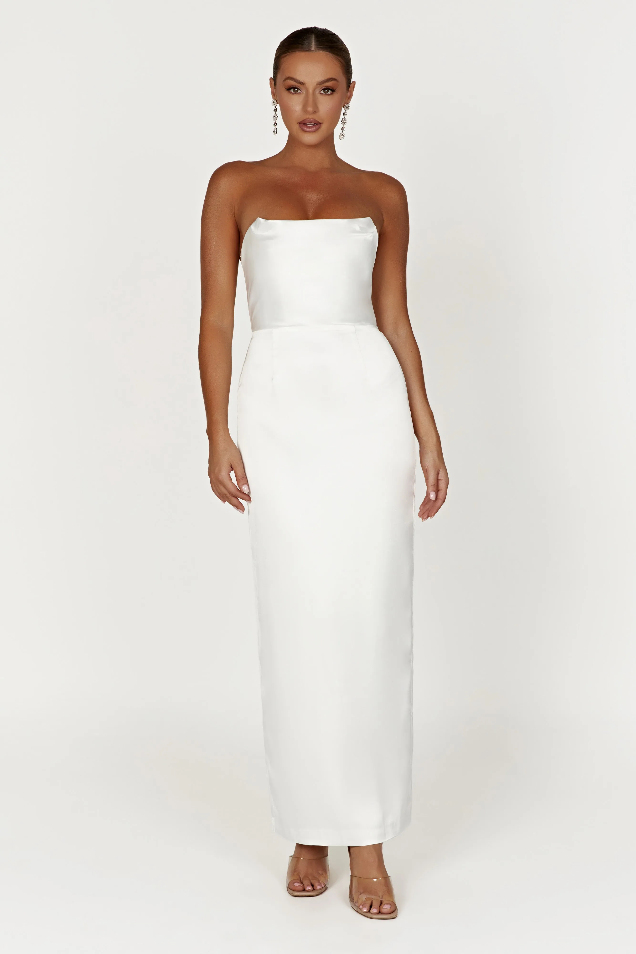 Alanis Strapless Maxi Dress - White sold by Meshki