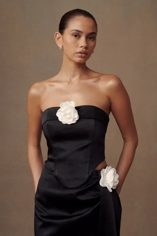 Margot Strapless Rose Corset - Black sold by Meshki