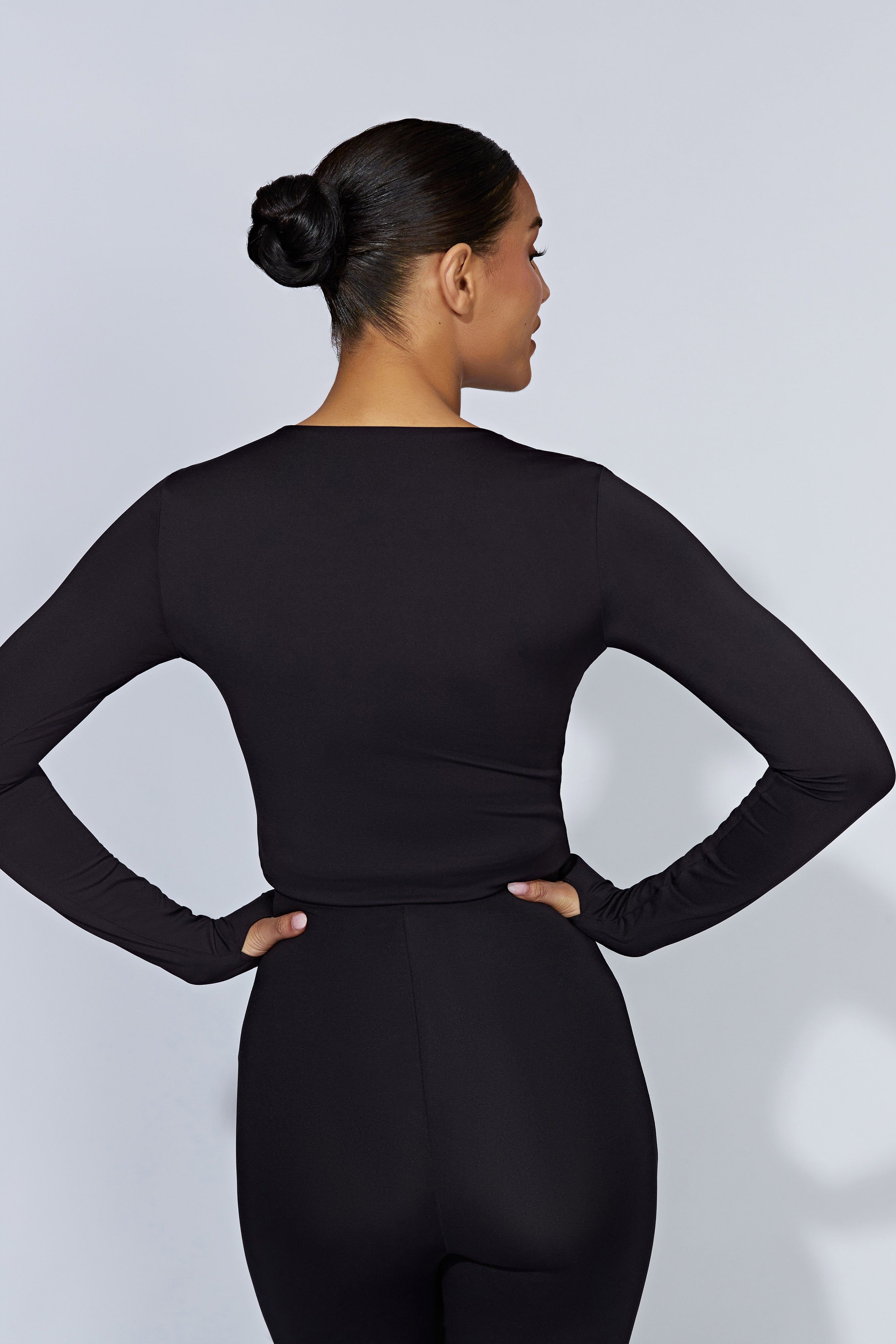 Estelle Long Sleeve Crop Top - Black sold by Meshki product image thumbnail 2