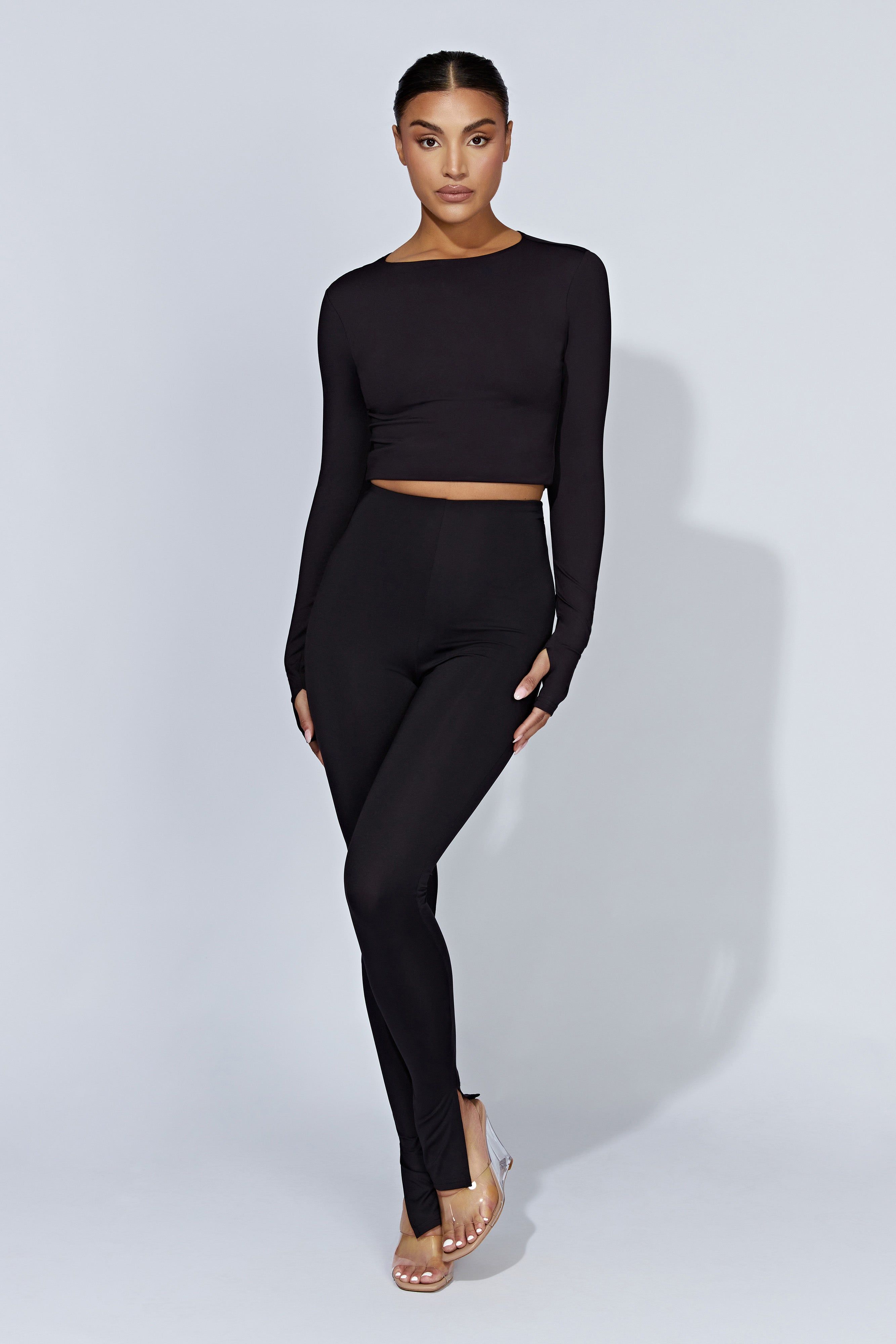 Estelle Long Sleeve Crop Top - Black sold by Meshki product image thumbnail 6