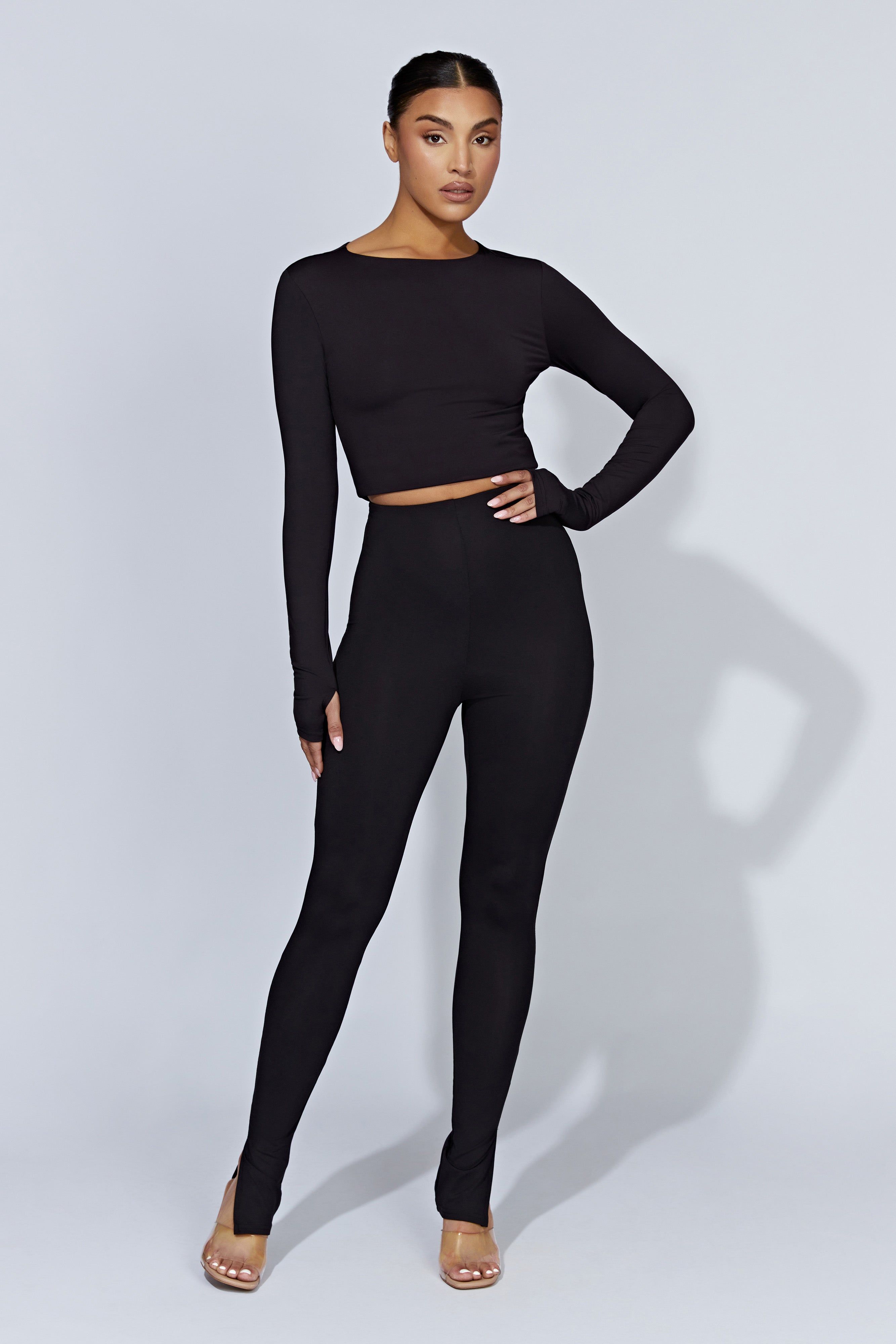 Estelle Long Sleeve Crop Top - Black sold by Meshki product image thumbnail 3