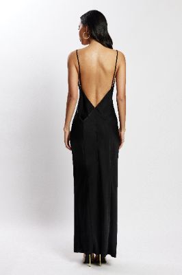 Baily Satin Maxi Dress - Black sold by Meshki