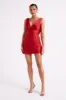Nadia Satin Mini Dress With Cowl Back - Red sold by Meshki
