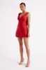 Nadia Satin Mini Dress With Cowl Back - Red sold by Meshki