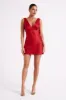 Nadia Satin Mini Dress With Cowl Back - Red sold by Meshki