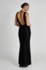 Angelique Satin Cowl Back Maxi Dress - Black sold by Meshki