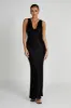 Angelique Satin Cowl Back Maxi Dress - Black sold by Meshki