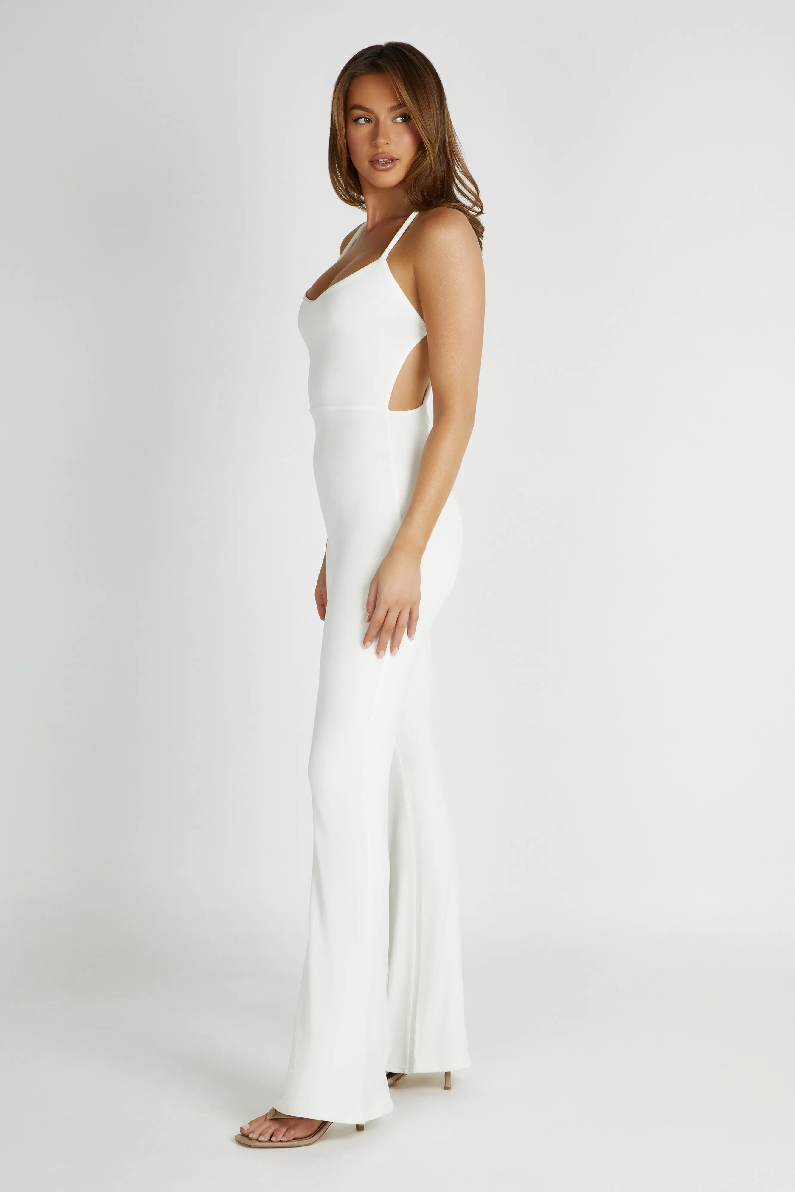 Brinley Slinky Jersey Jumpsuit - White sold by Meshki product image thumbnail 5