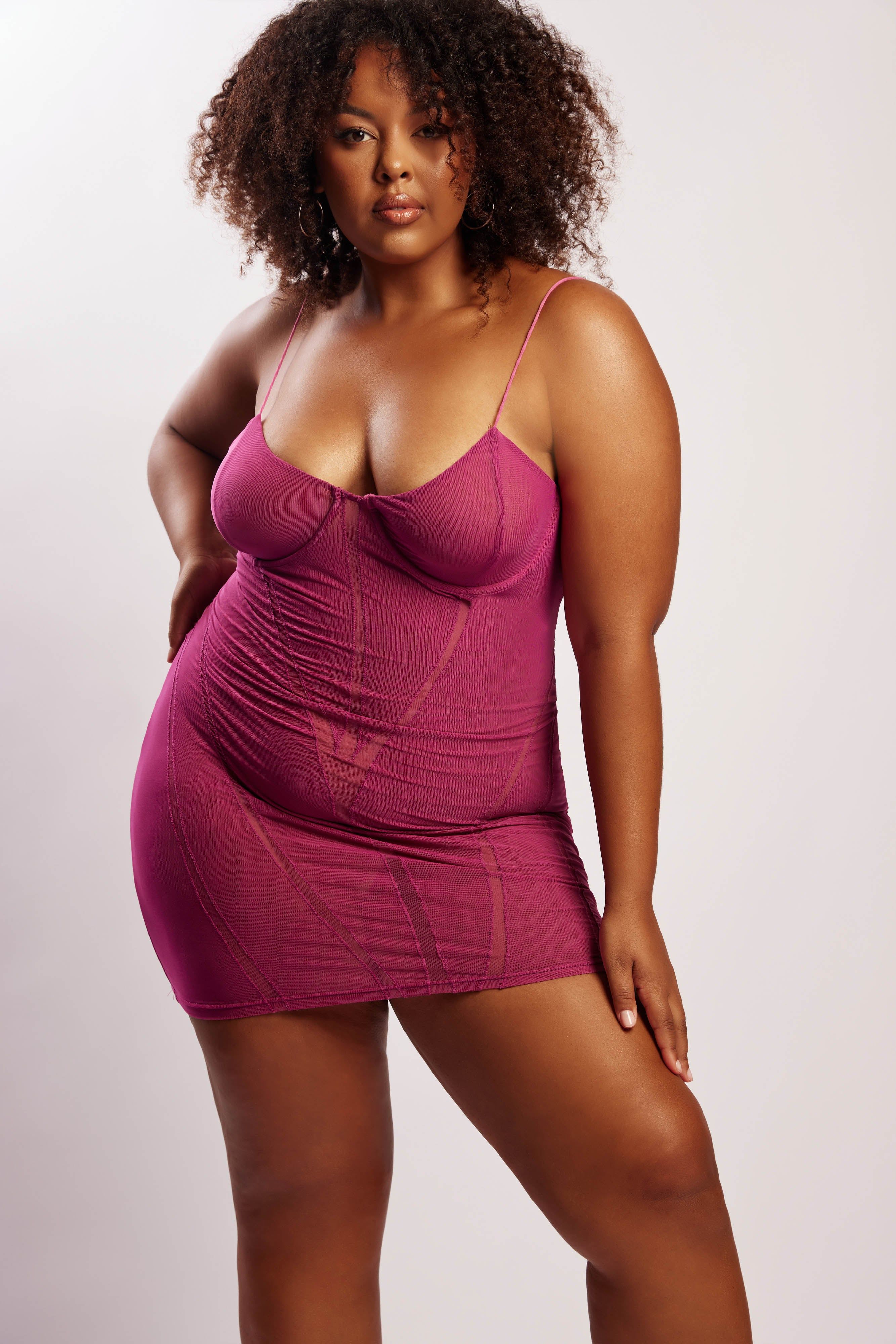 Mapel Panelled Mesh Mini Dress - Violet sold by Meshki product image thumbnail 5