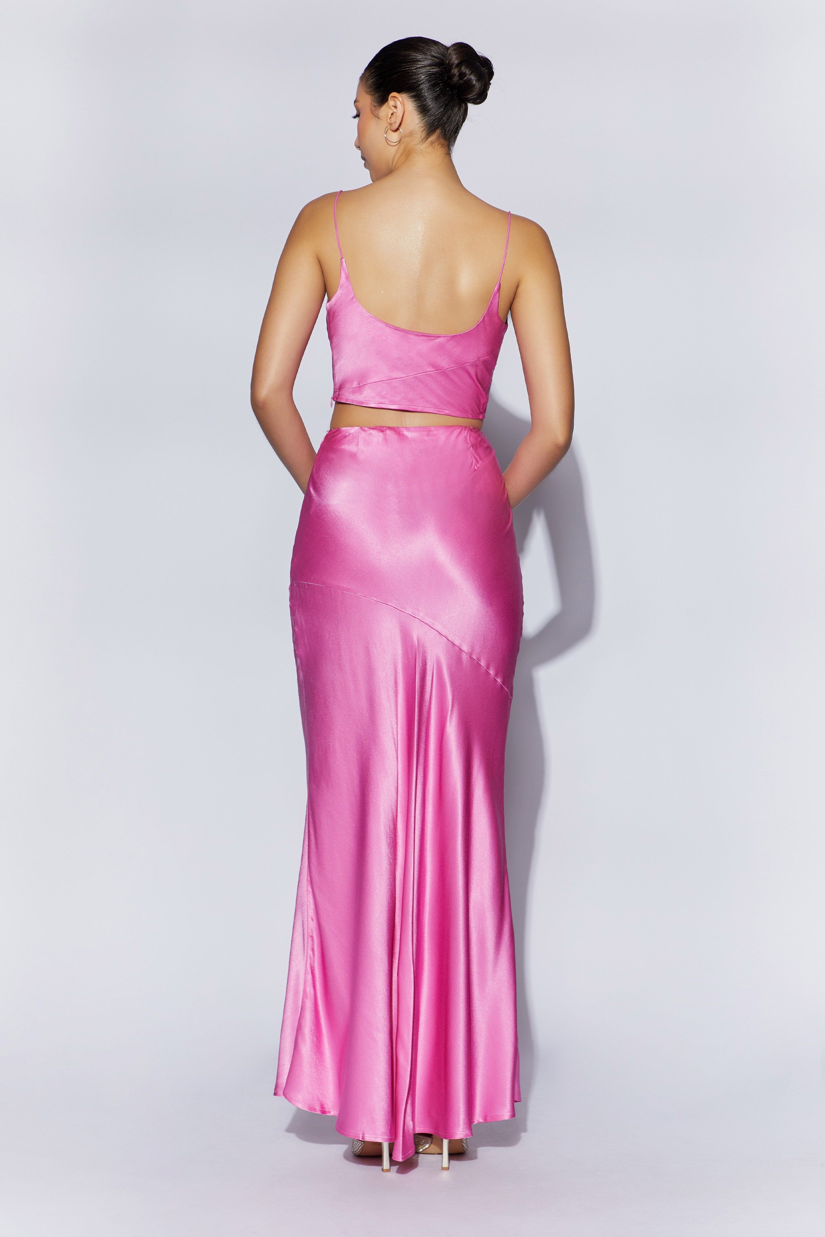 Poppy Satin Maxi Skirt - Pink sold by Meshki product image thumbnail 2