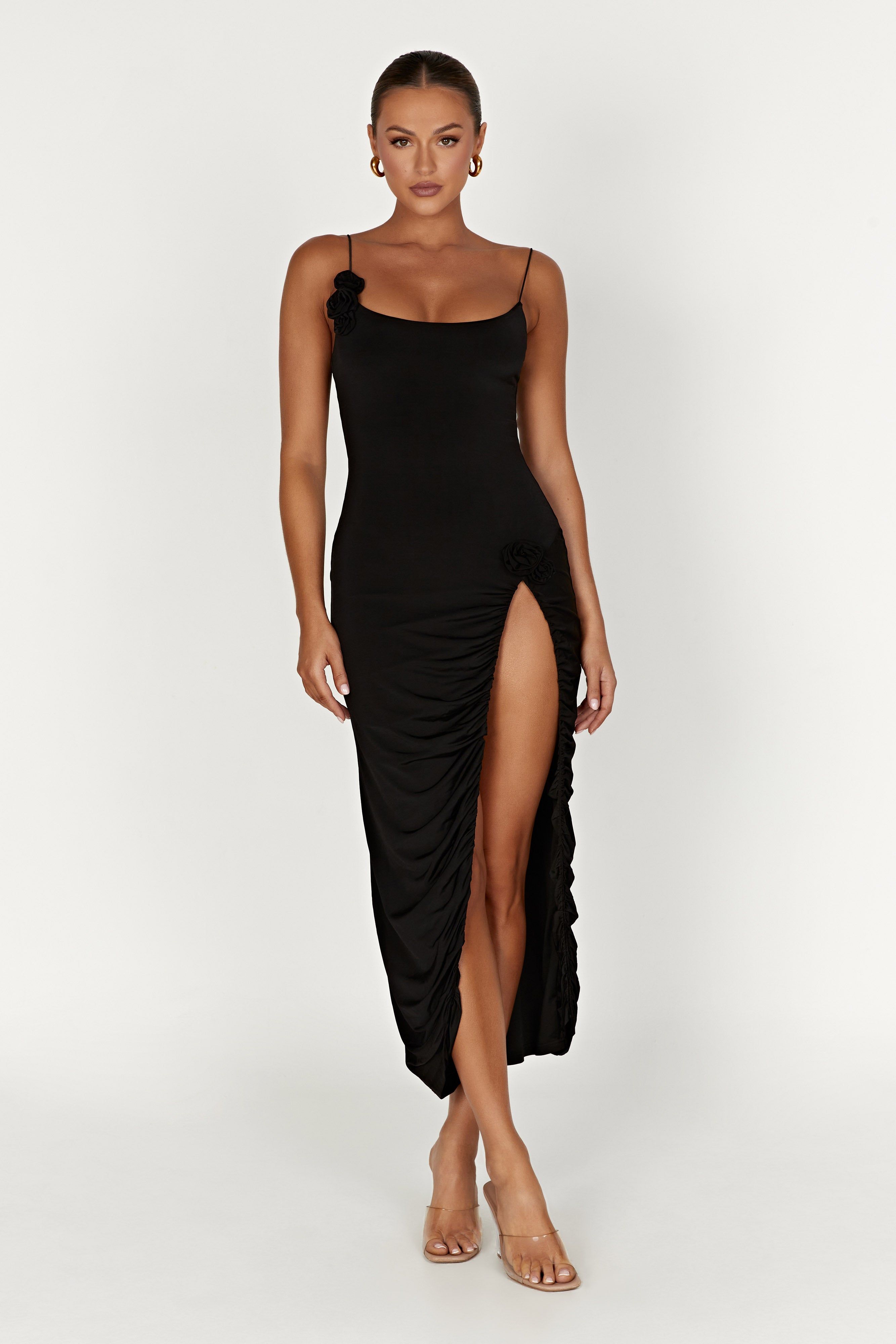 Nevaeh Rose Midi Dress - Black sold by Meshki