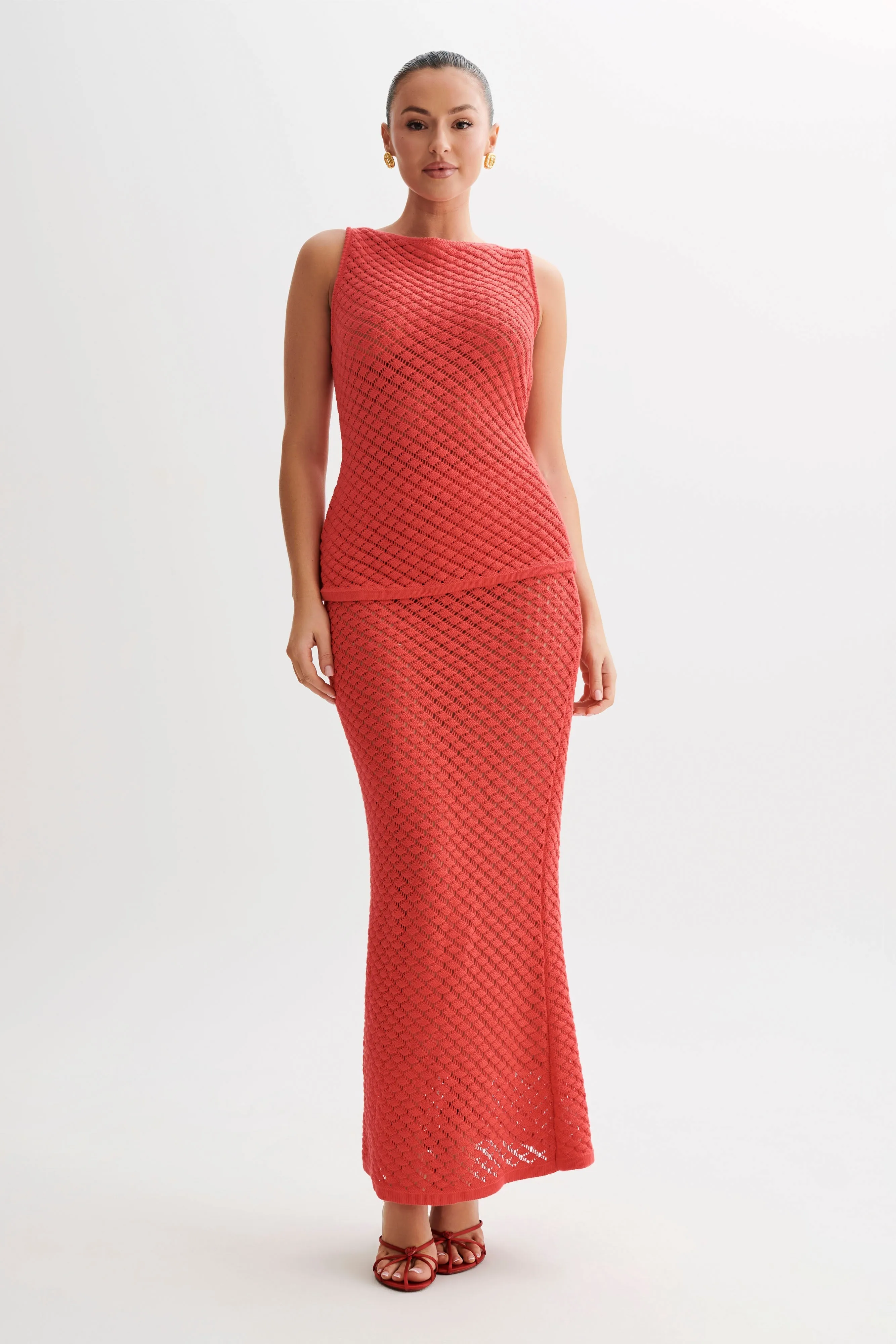 Guiliana Knit Maxi Skirt - Pomegranate sold by Meshki product image thumbnail 4