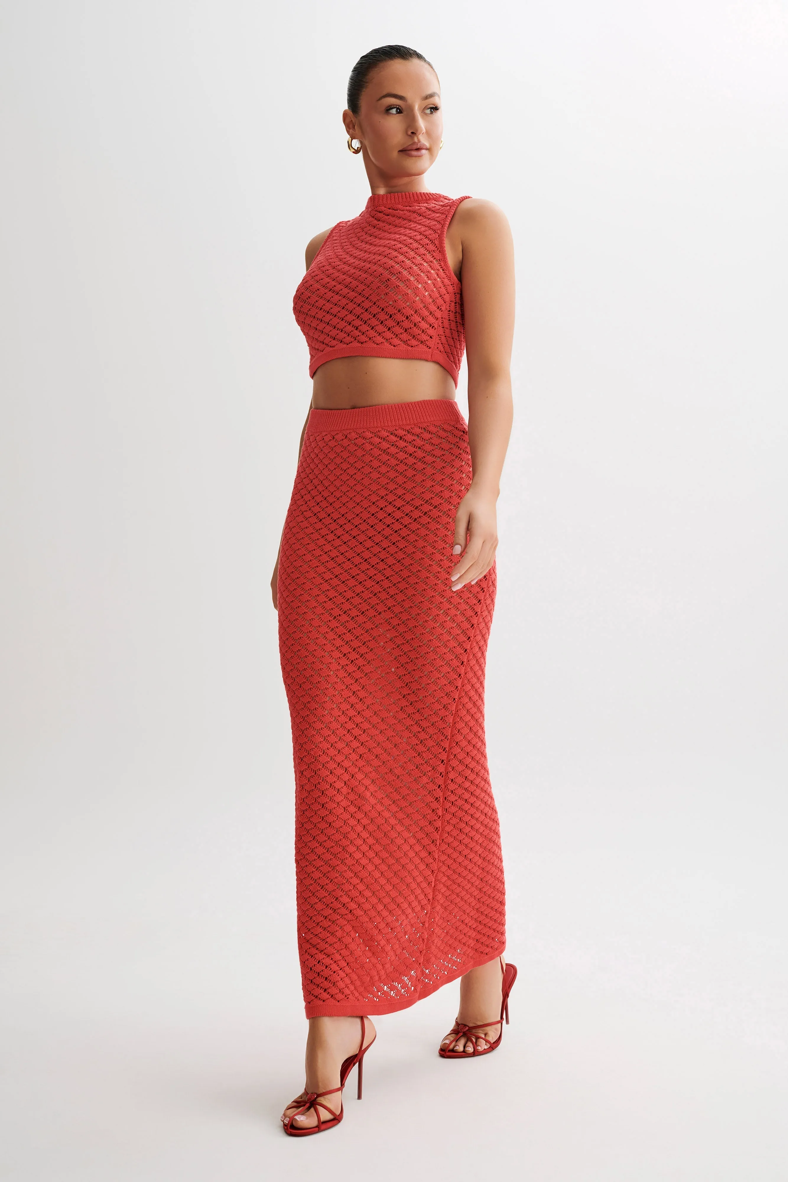 Guiliana Knit Maxi Skirt - Pomegranate sold by Meshki product image thumbnail 5