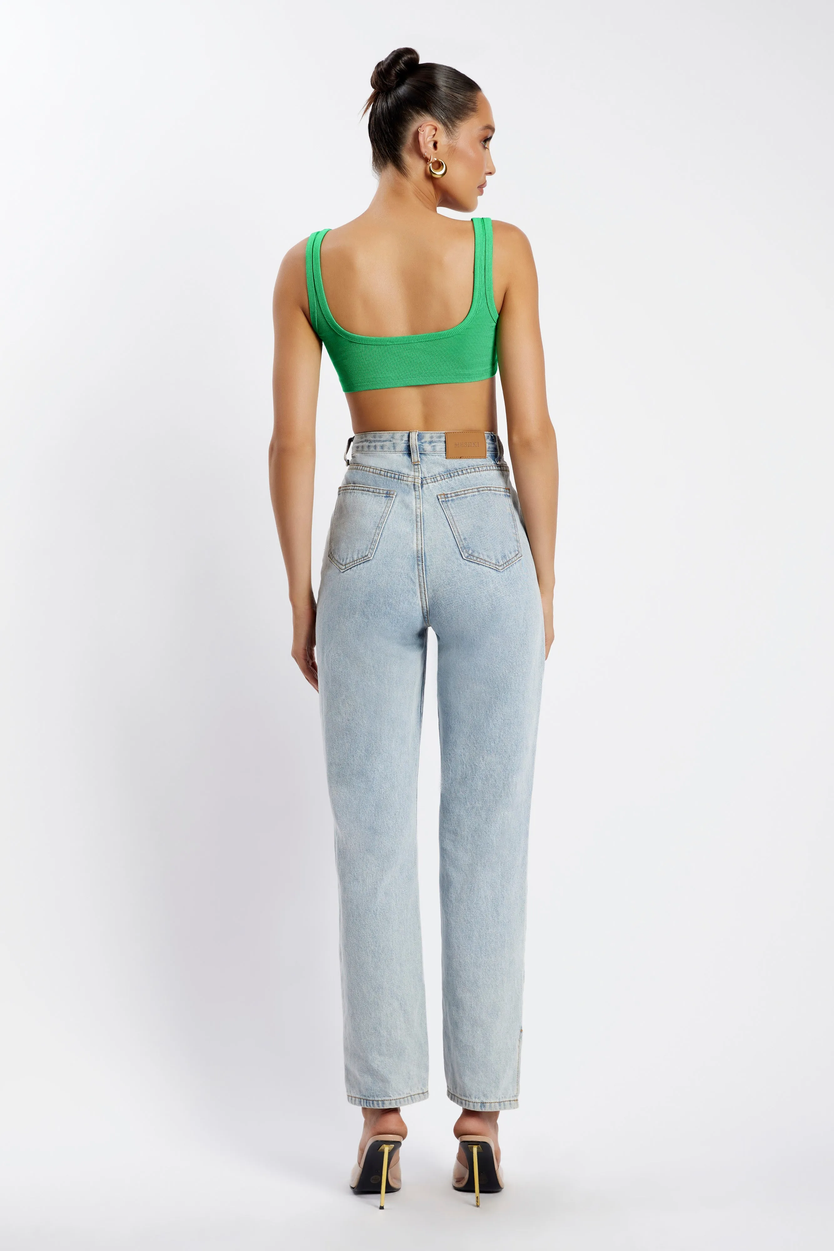 Jackie Scoop Neck Crop Top - Bright Green sold by Meshki product image thumbnail 4