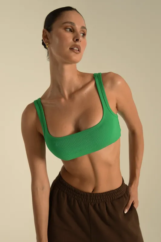 Jackie Scoop Neck Crop Top - Bright Green sold by Meshki