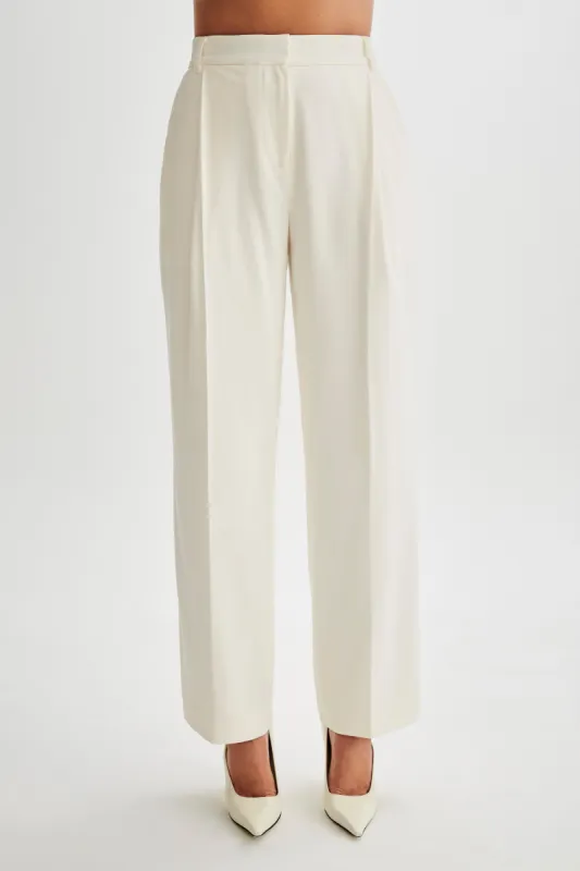Amelie Suiting Straight Leg Pants - Ivory sold by Meshki