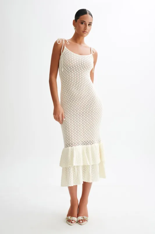 Bianca Knit Midi Dress - Ivory sold by Meshki