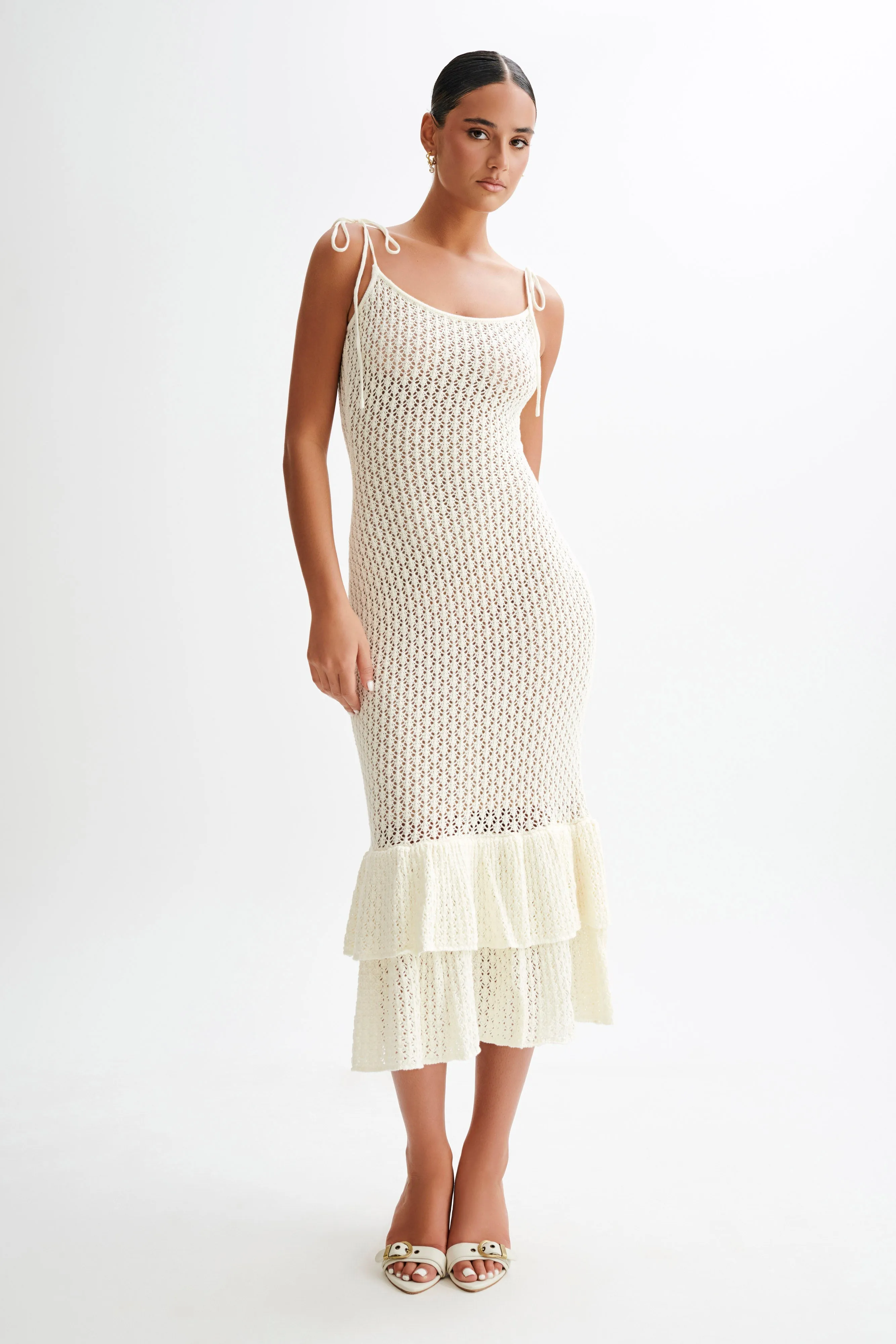 Bianca Knit Midi Dress - Ivory sold by Meshki