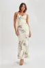 Karley Floral Satin Midi Skirt - Lemon Floral Print sold by Meshki