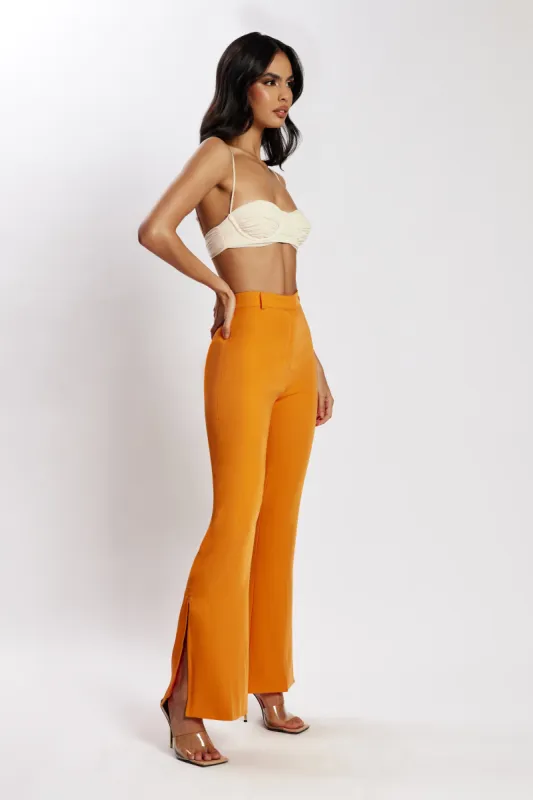 Arabella Flared Split Side Pants - Tangerine sold by Meshki